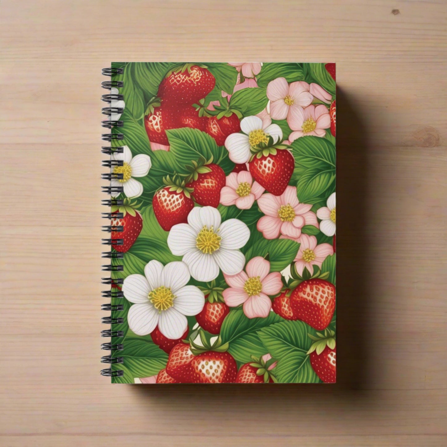 Strawberry Dreams Design Spiral Notebook - Ruled Lines