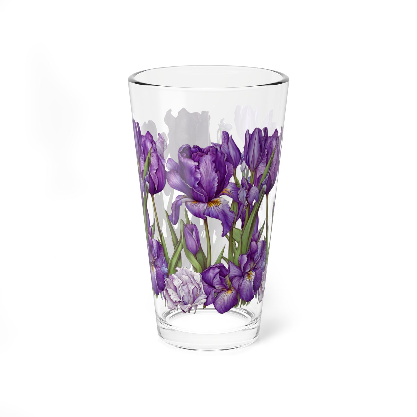 16oz Purple Iris Mixing Glass – Floral Cocktail & Beverage Tumbler