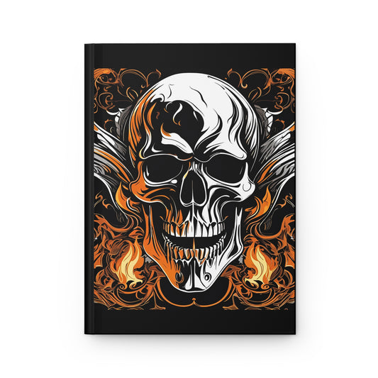Large Flaming Skull on Black Hardcover Journal Matte