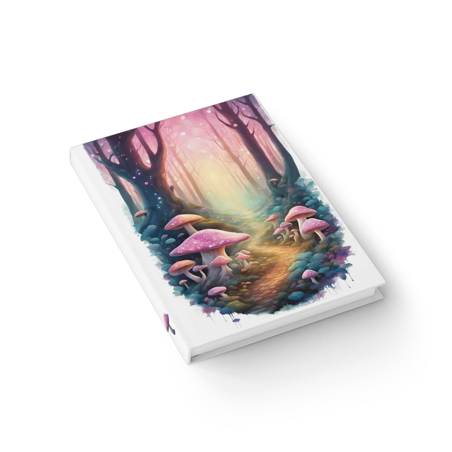 Fantasy Mushroom Forest Journal — Pink Enchanted Path Blank Notebook for Writing & Sketching