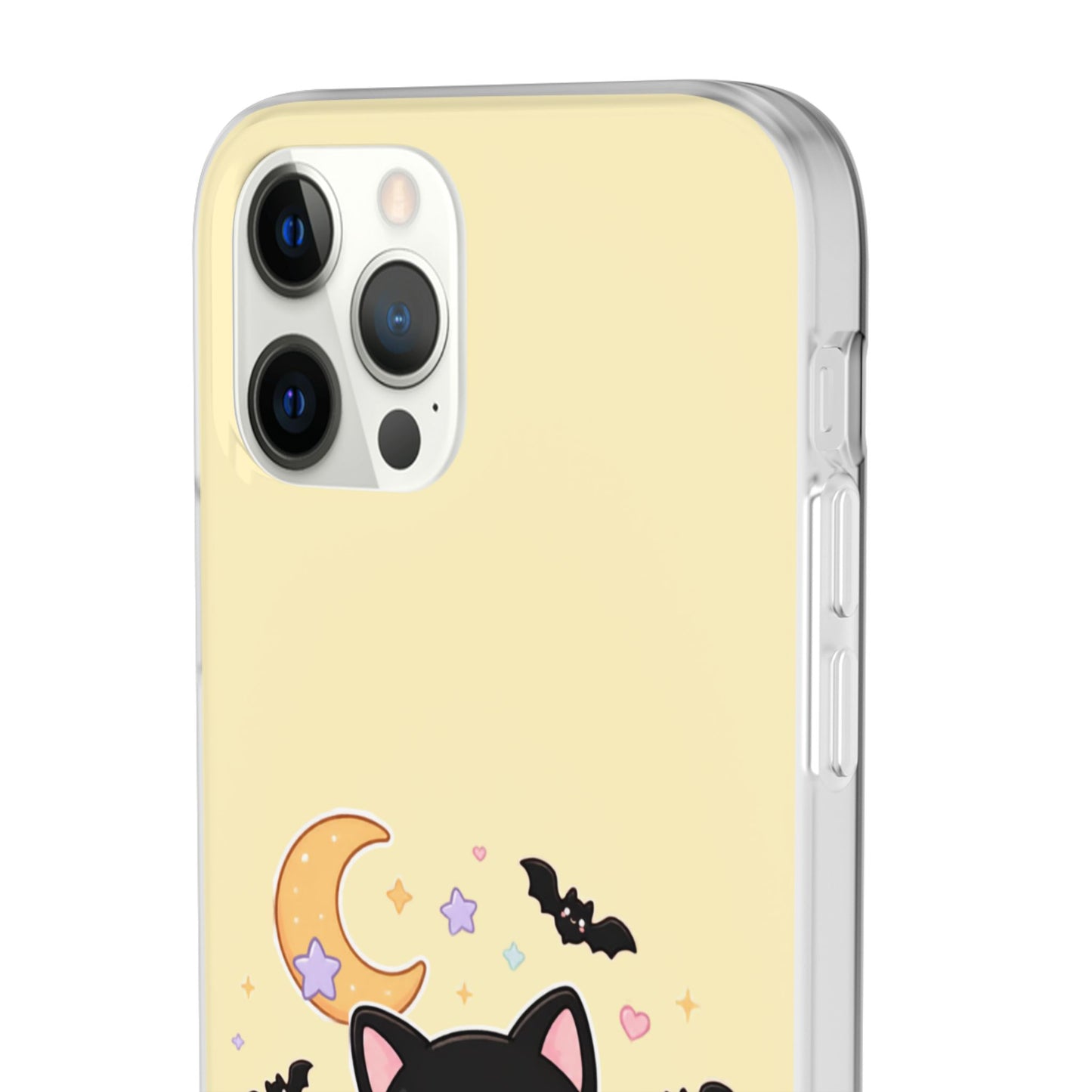 Cute Halloween Black Cat Phone Case — Kawaii Pumpkin & Ghosts Flexi Case