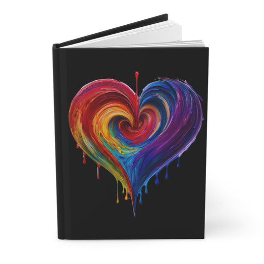 Heart Bleeding Colors on Black Hardcover Journal Matte