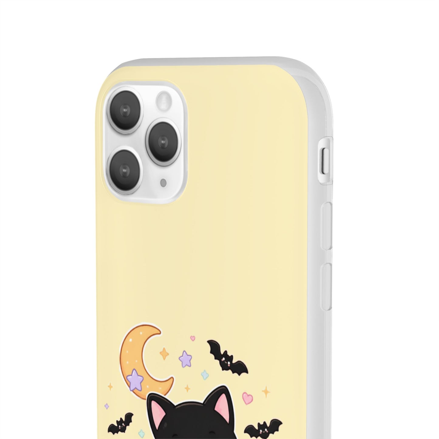Cute Halloween Black Cat Phone Case — Kawaii Pumpkin & Ghosts Flexi Case