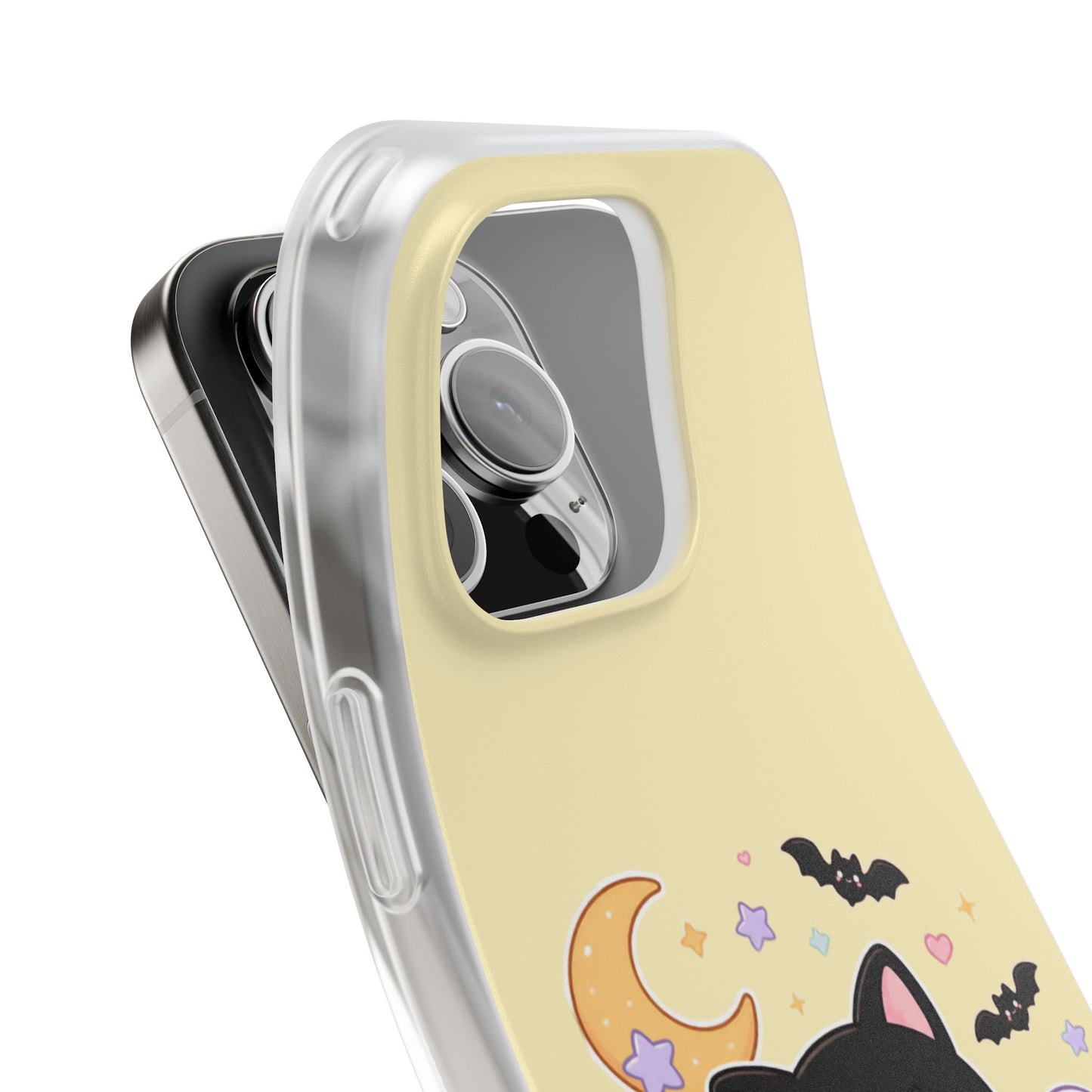 Cute Halloween Black Cat Phone Case — Kawaii Pumpkin & Ghosts Flexi Case