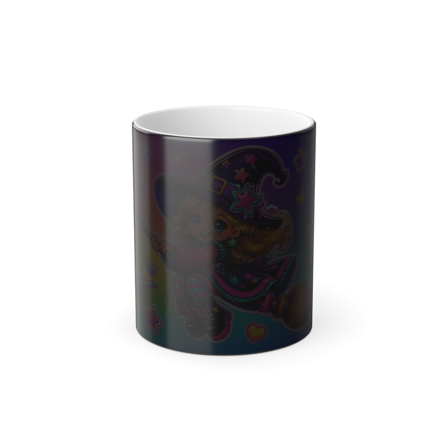 Color-Changing Mug — Cute Witch on Broomstick Magic (11 oz)