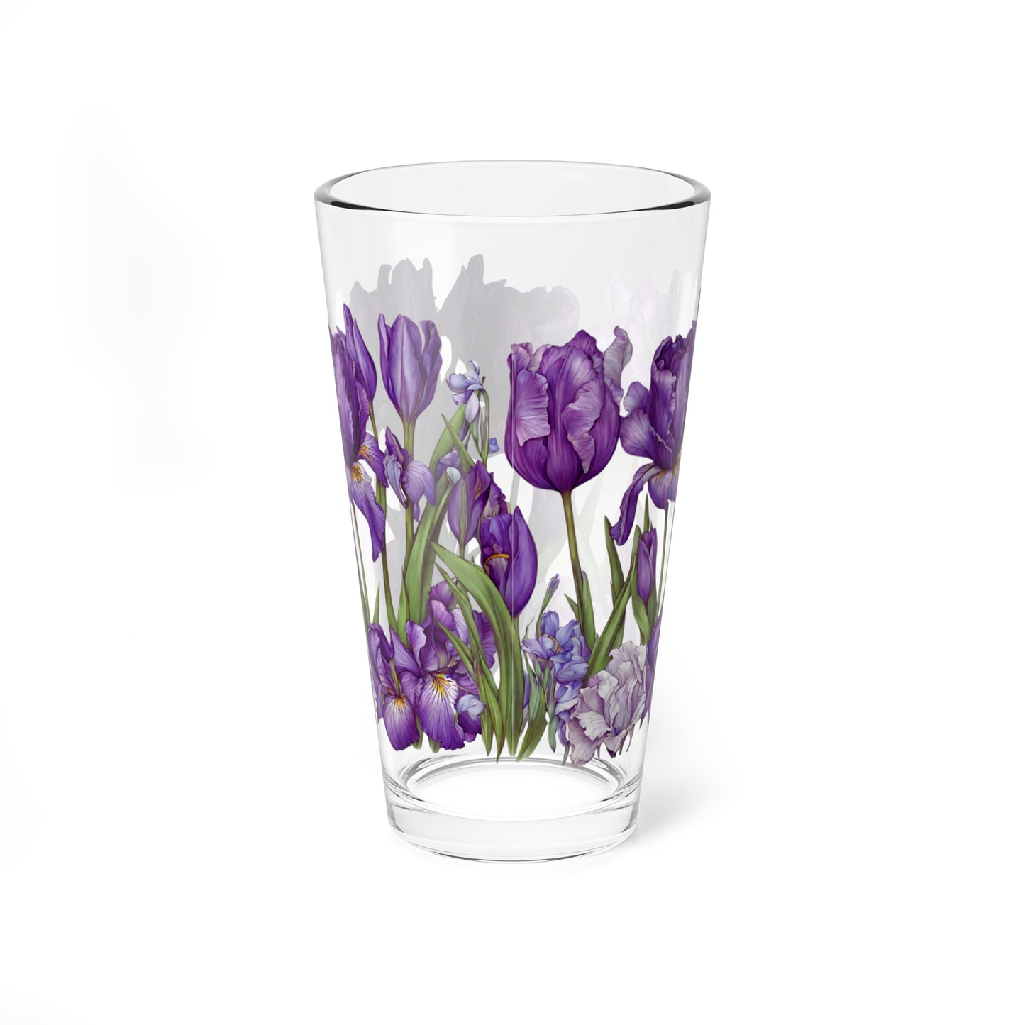 16oz Purple Iris Mixing Glass – Floral Cocktail & Beverage Tumbler