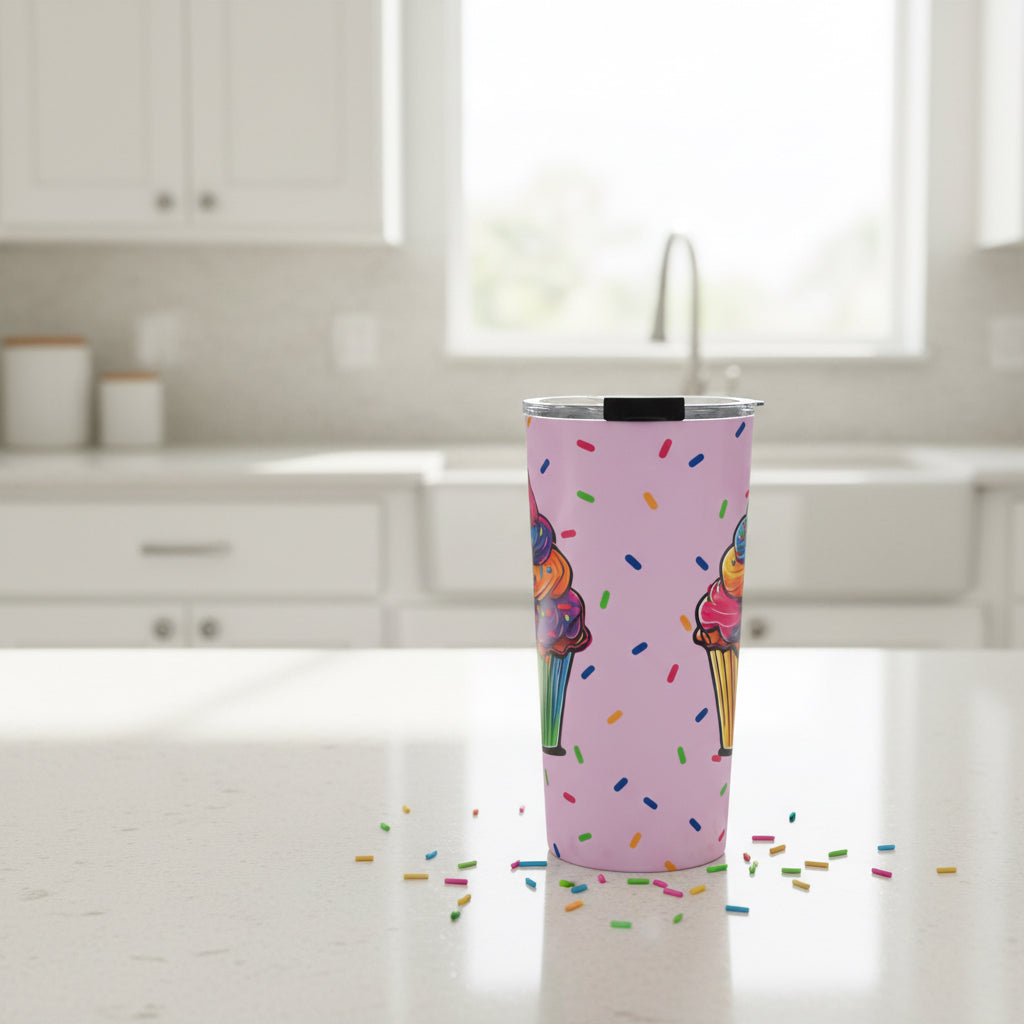 20oz Cup: Rainbow Cupcake Tumbler Light Pink