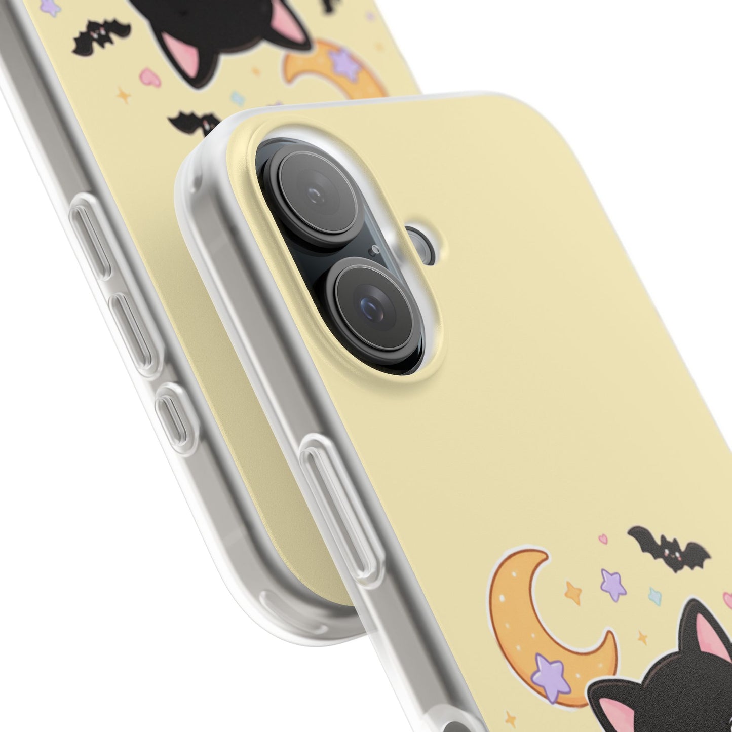 Cute Halloween Black Cat Phone Case — Kawaii Pumpkin & Ghosts Flexi Case