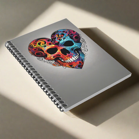 Colorful Heart Skull Design Spiral Notebook - Ruled Lines