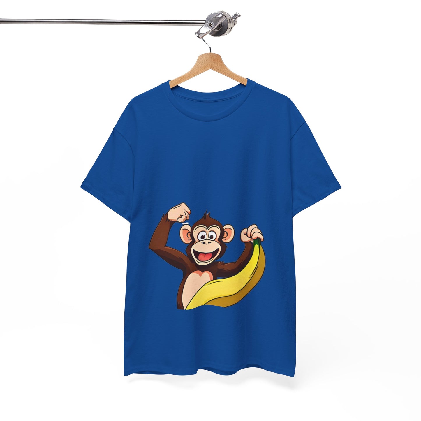 Playful Monkey with Banana T-Shirt — Cute Cartoon Chimp Graphic Tee for Kids & Adults