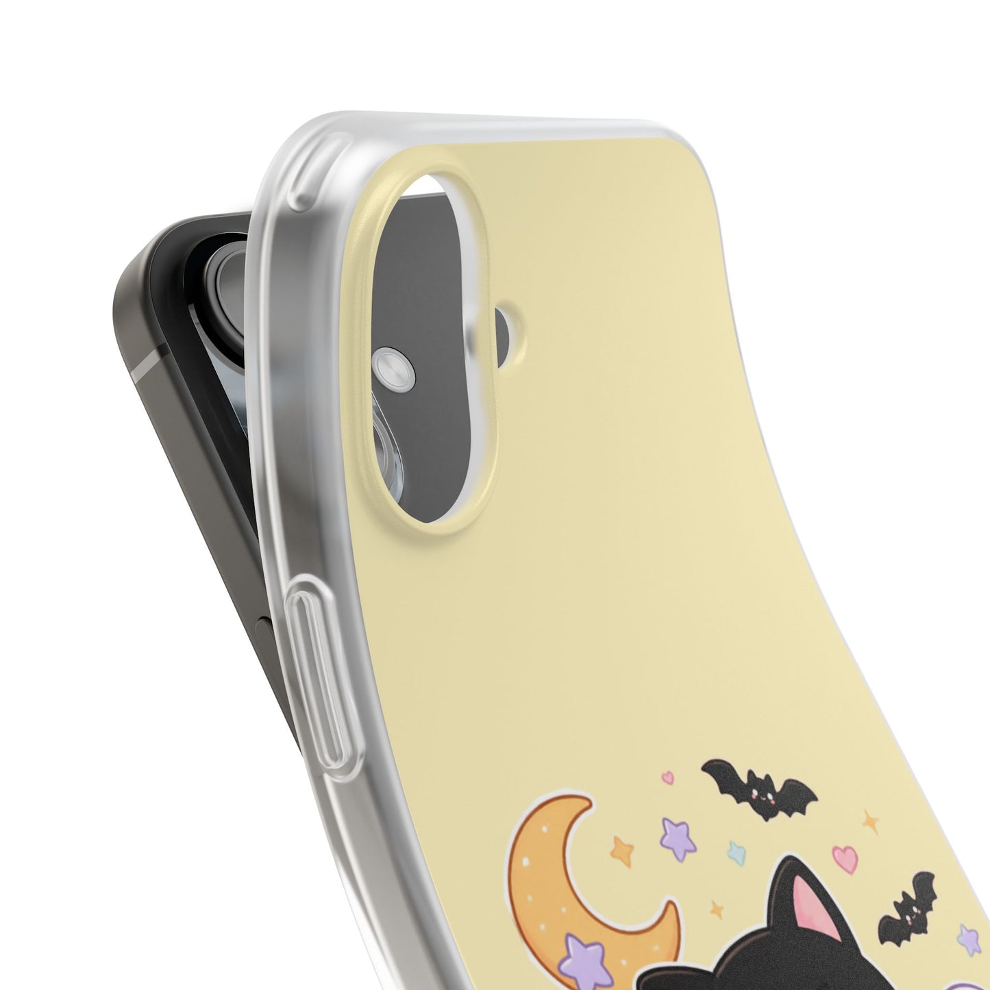 Cute Halloween Black Cat Phone Case — Kawaii Pumpkin & Ghosts Flexi Case