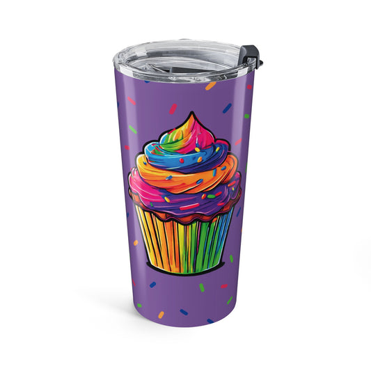 20oz Regenbogen-Cupcake-Becher – isolierter Reisebecher für Geburtstagsfeiern