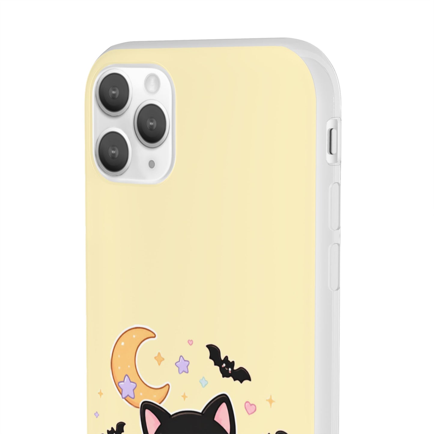 Cute Halloween Black Cat Phone Case — Kawaii Pumpkin & Ghosts Flexi Case