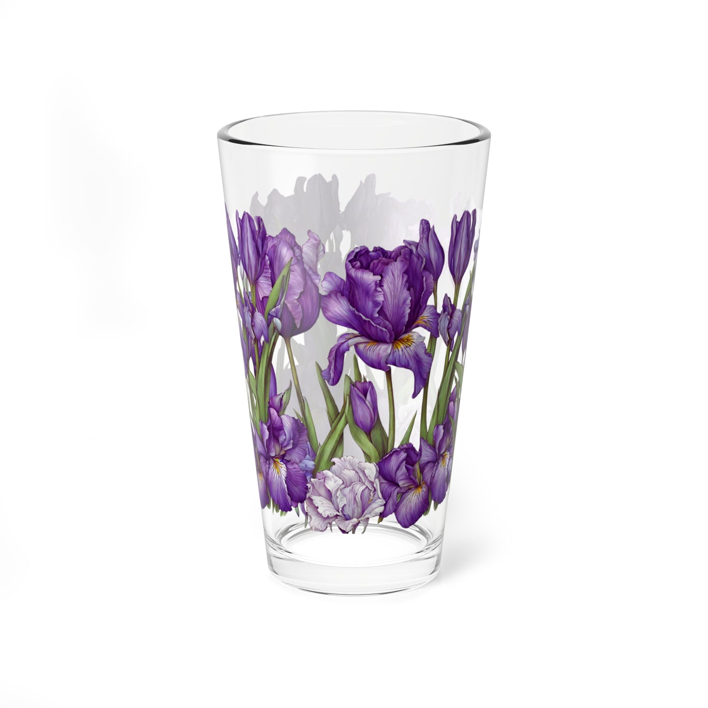 16oz Purple Iris Mixing Glass – Floral Cocktail & Beverage Tumbler