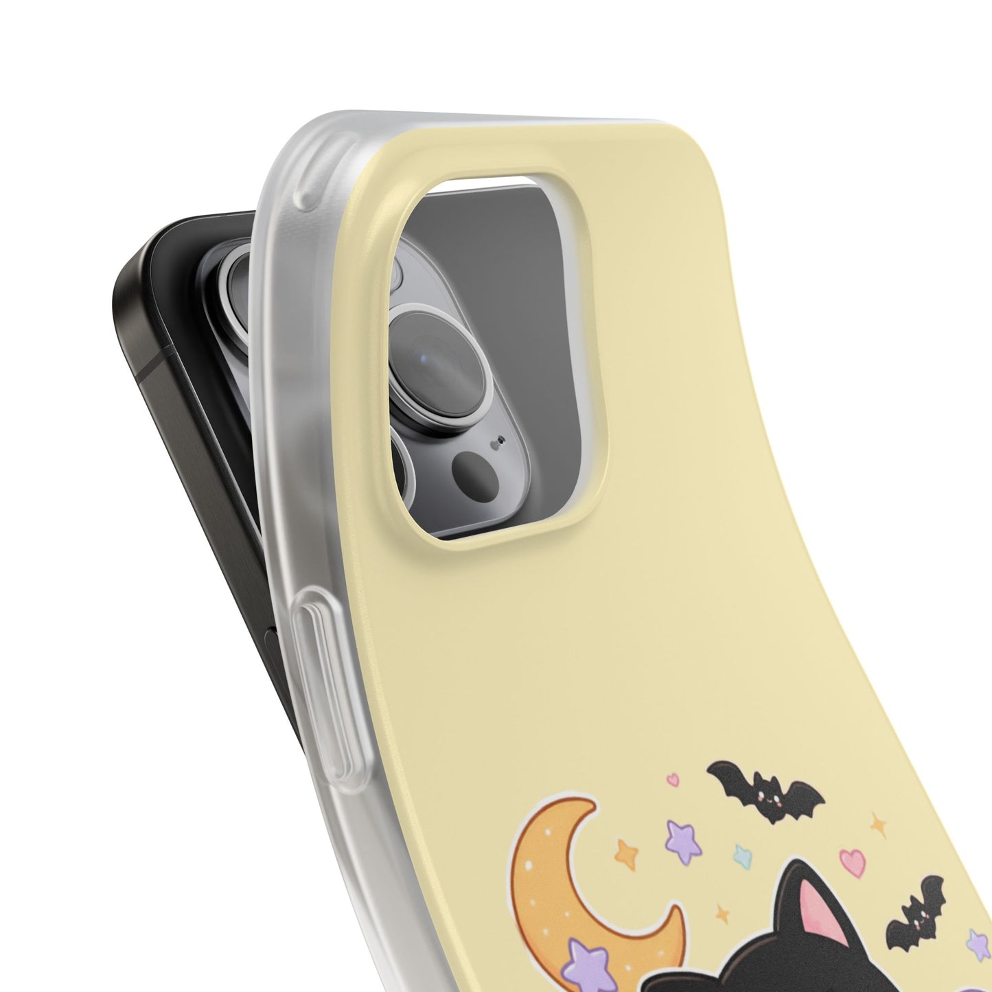 Cute Halloween Black Cat Phone Case — Kawaii Pumpkin & Ghosts Flexi Case