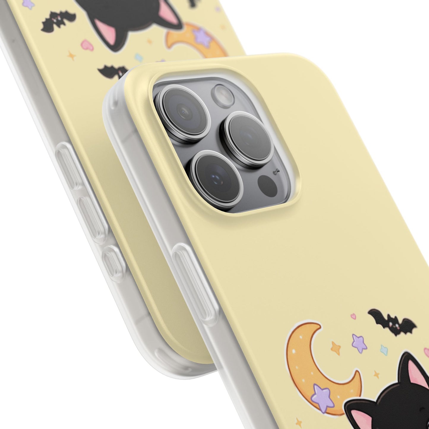 Cute Halloween Black Cat Phone Case — Kawaii Pumpkin & Ghosts Flexi Case