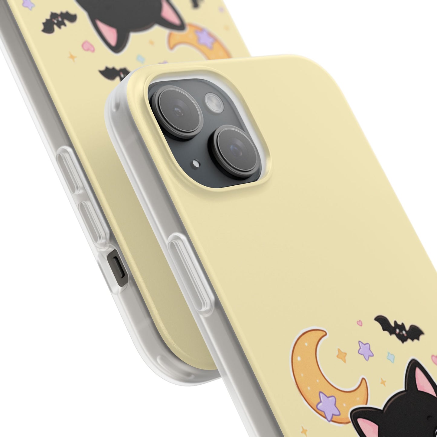 Cute Halloween Black Cat Phone Case — Kawaii Pumpkin & Ghosts Flexi Case