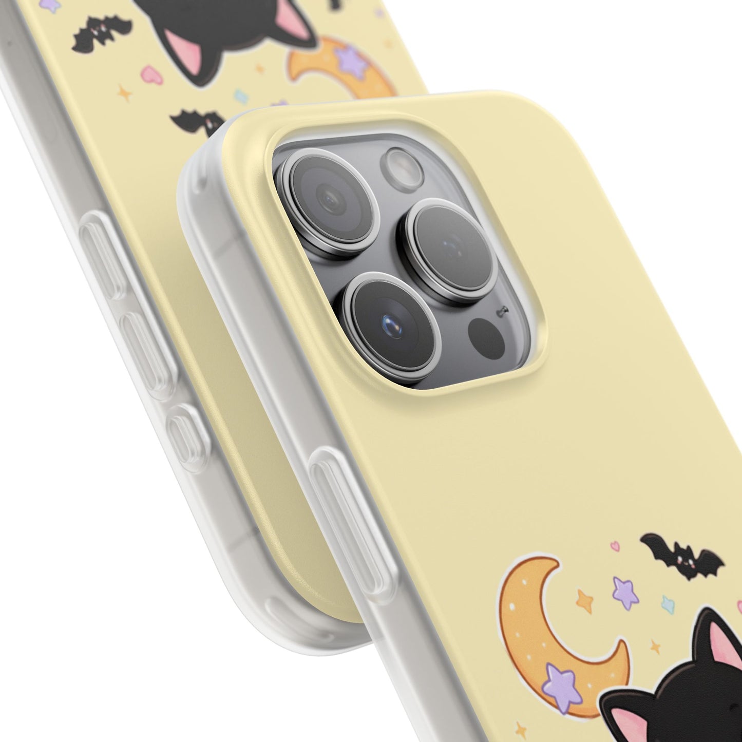 Cute Halloween Black Cat Phone Case — Kawaii Pumpkin & Ghosts Flexi Case