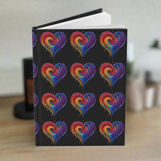 Heart Bleeding Colors on Black Hardcover Journal Matte