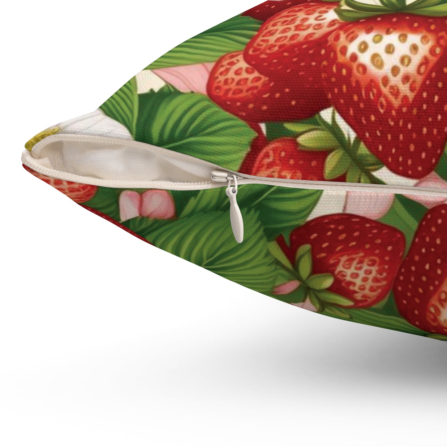 Strawberry Dreams Design on Both Sides of Spun Polyester Square Pillow