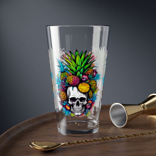 Colorful Mamba Skull Mixing Glass, 16oz Pint Tropical