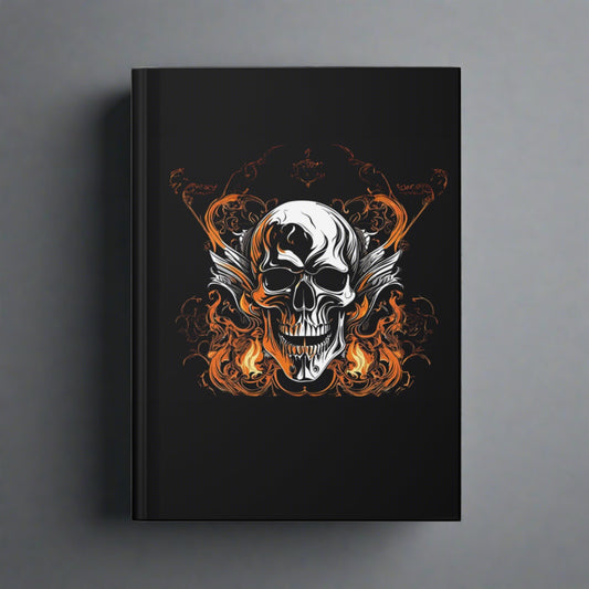 Flaming Skull on Black Hardcover Journal Matte