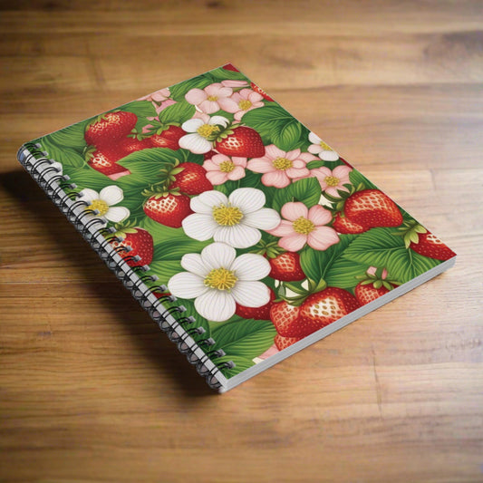 Strawberry Dreams Design Spiral Notebook - Ruled Lines