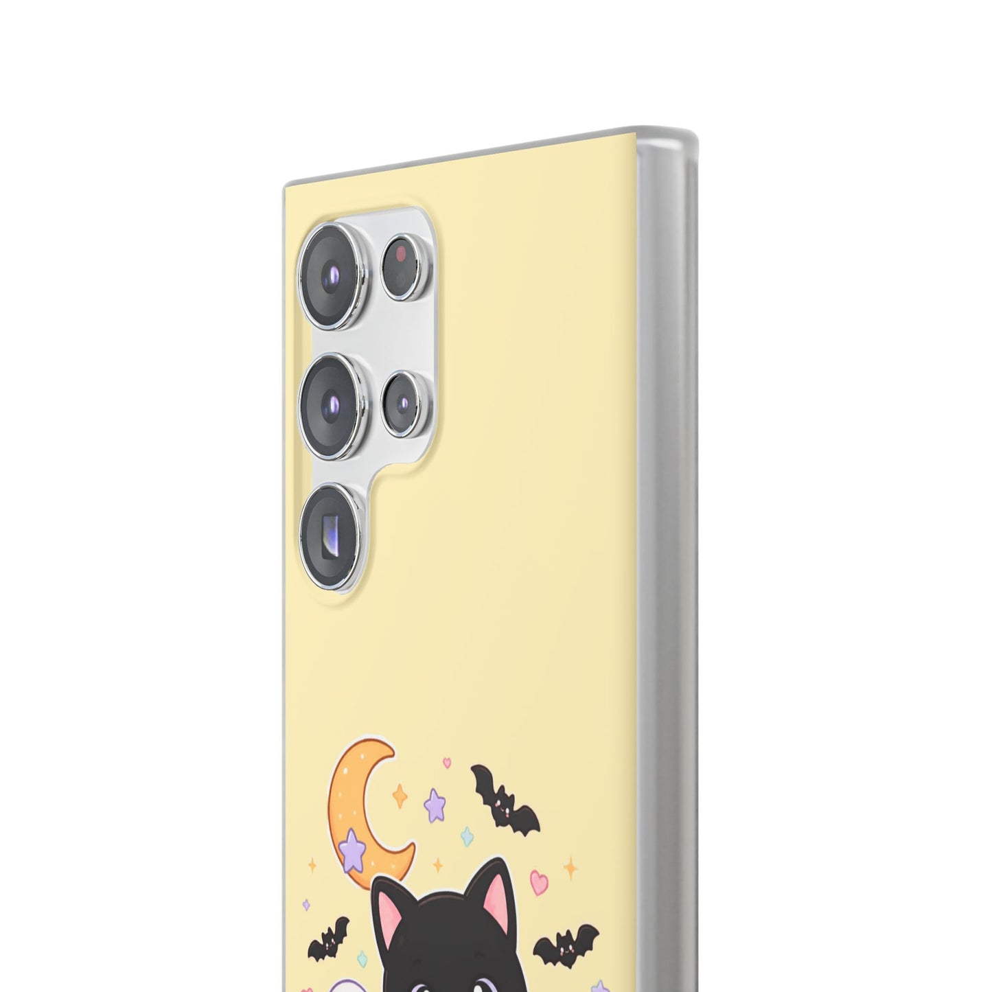 Cute Halloween Black Cat Phone Case — Kawaii Pumpkin & Ghosts Flexi Case