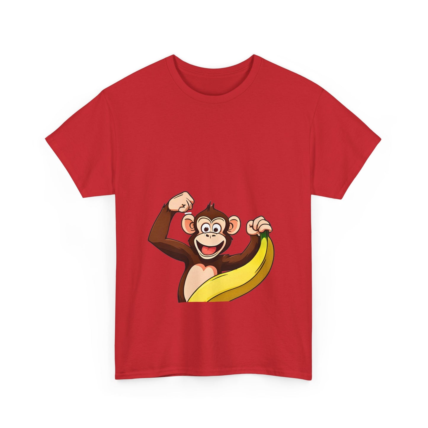 Playful Monkey with Banana T-Shirt — Cute Cartoon Chimp Graphic Tee for Kids & Adults