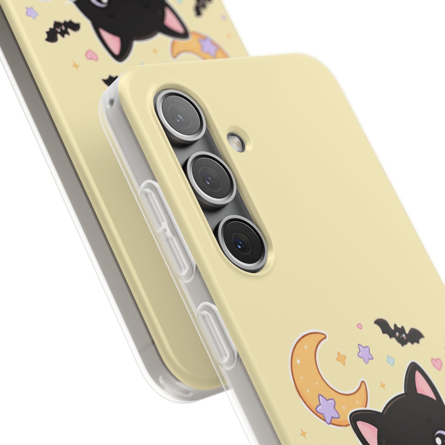 Cute Halloween Black Cat Phone Case — Kawaii Pumpkin & Ghosts Flexi Case