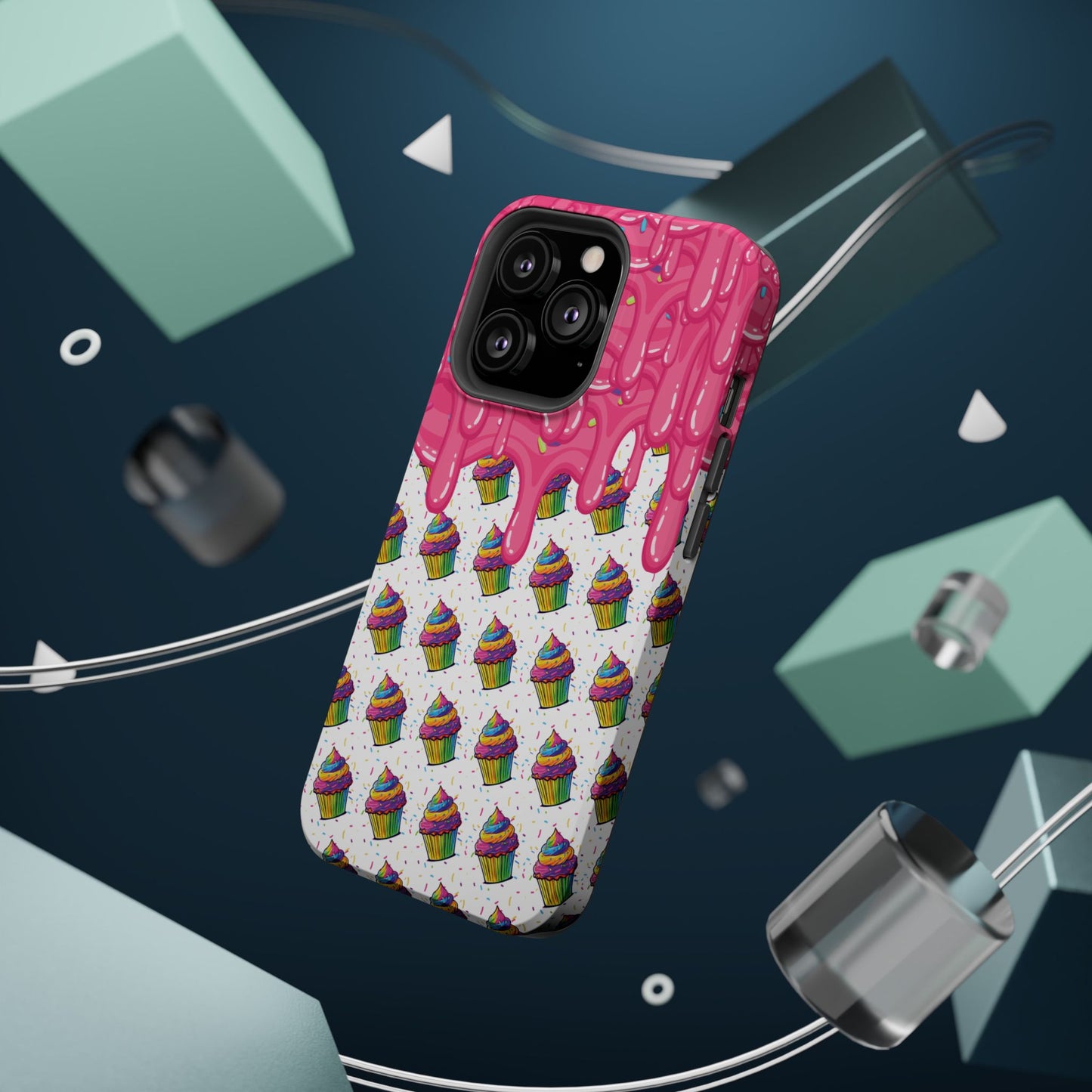 Rainbow Cupcake Phone Case — Magnetic Impact-Resistant Protective Cover