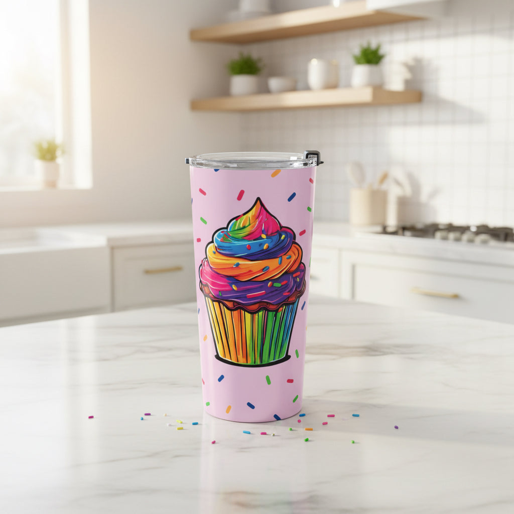 20oz Cup: Rainbow Cupcake Tumbler Light Pink