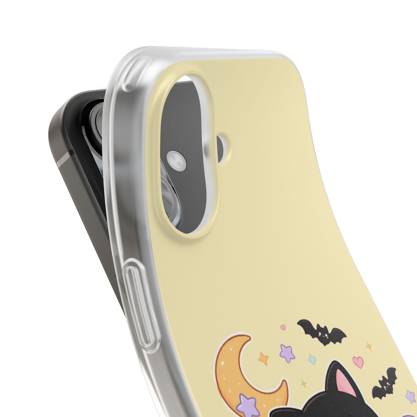 Cute Halloween Black Cat Phone Case — Kawaii Pumpkin & Ghosts Flexi Case