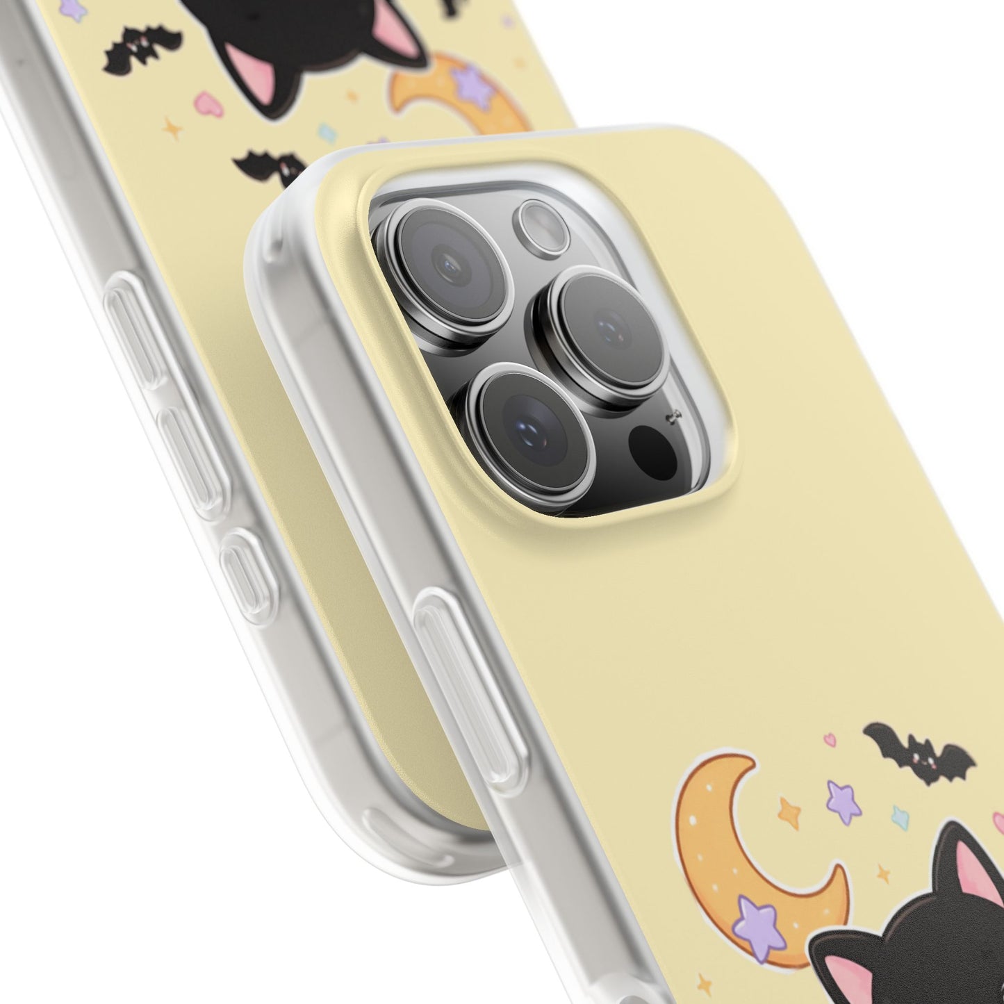 Cute Halloween Black Cat Phone Case — Kawaii Pumpkin & Ghosts Flexi Case