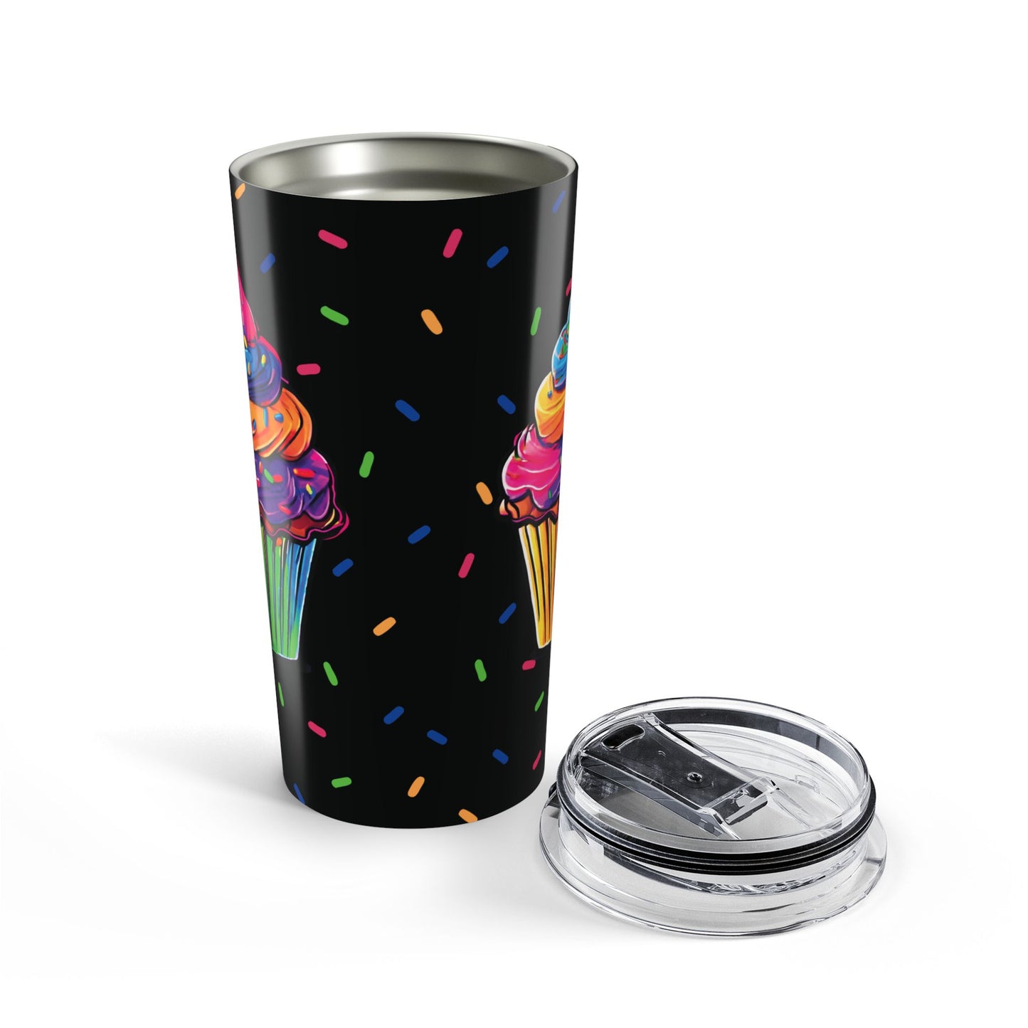 20oz Rainbow Cupcake Tumbler – Insulated Travel Cup with Sprinkles