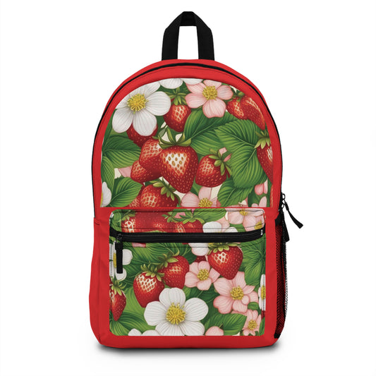 Red Backpack with Strawberry Dreams Design