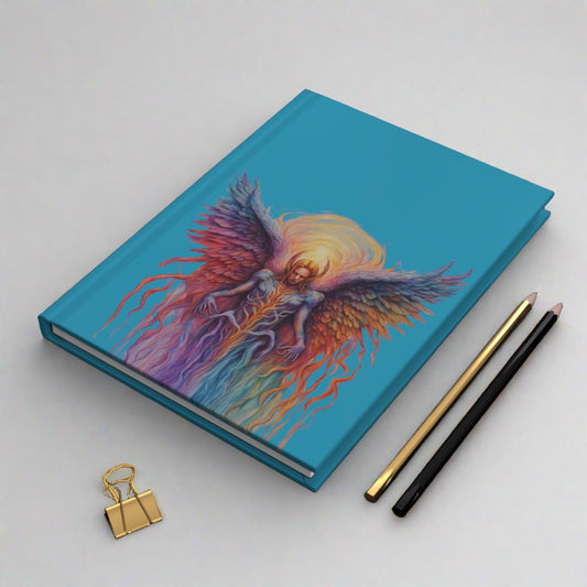 Angel on Turquoise Hardcover Journal Matte