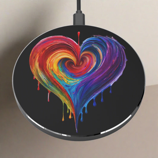 Rainbow Heart Bleeding Colors Wireless Charger