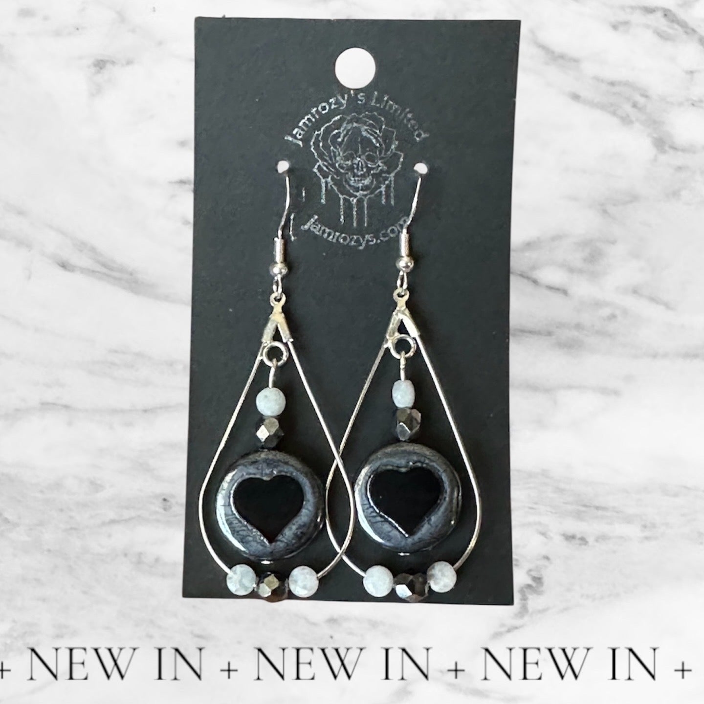 Moonstone Heart Drop Earrings