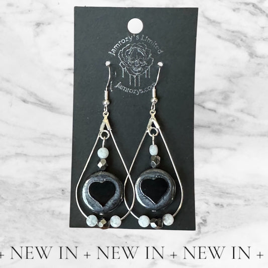 Moonstone Heart Drop Earrings