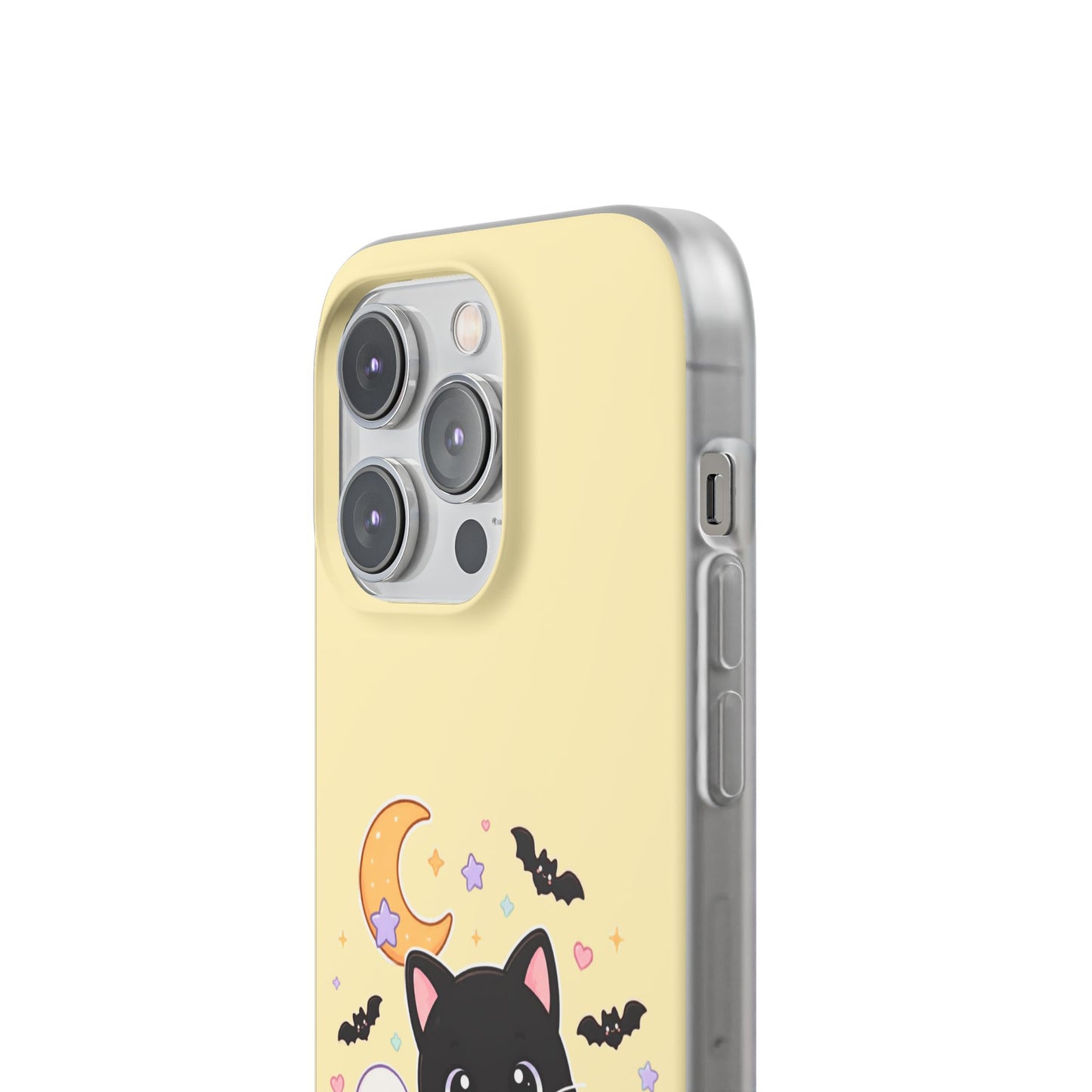 Cute Halloween Black Cat Phone Case — Kawaii Pumpkin & Ghosts Flexi Case