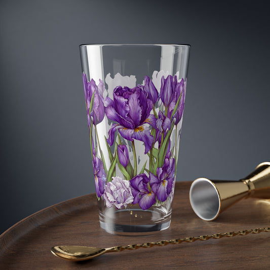 Iris and Tulip Mixing Glass, 16oz Pint