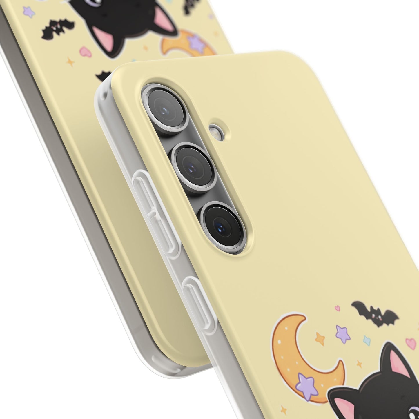 Cute Halloween Black Cat Phone Case — Kawaii Pumpkin & Ghosts Flexi Case