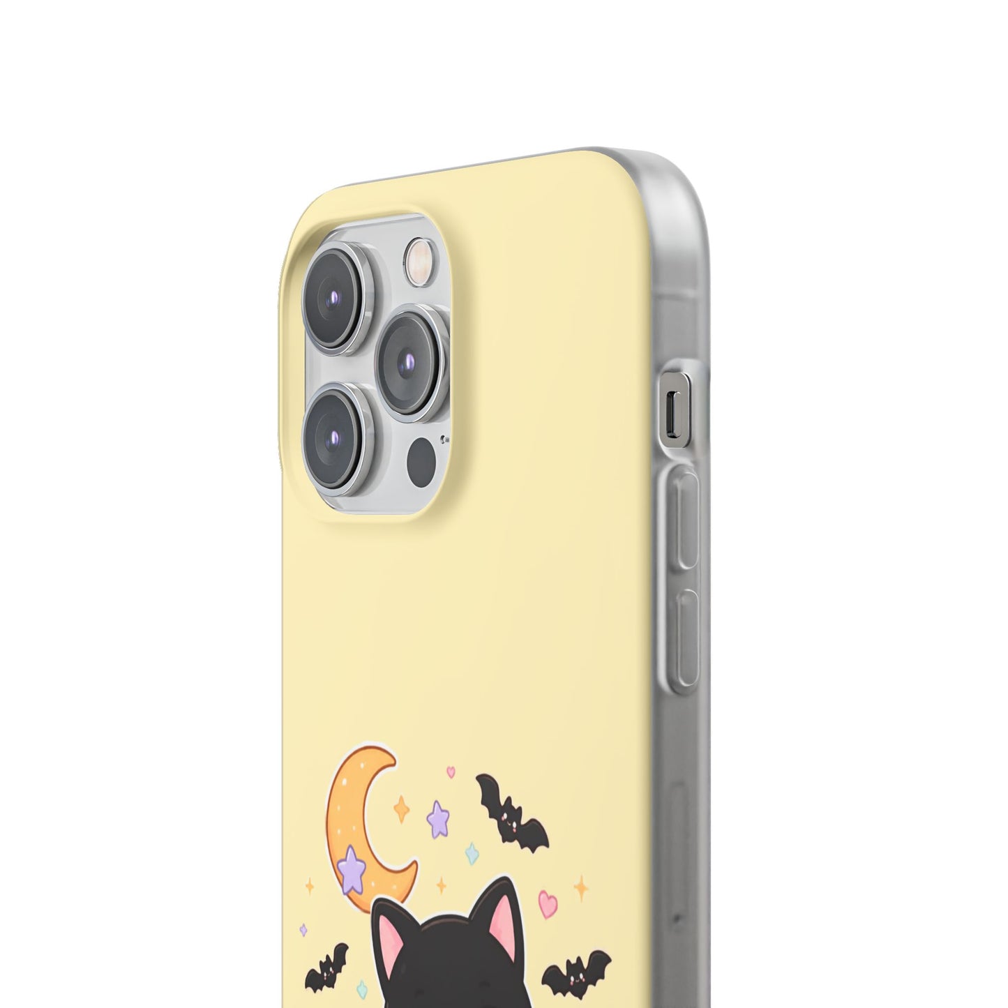 Cute Halloween Black Cat Phone Case — Kawaii Pumpkin & Ghosts Flexi Case