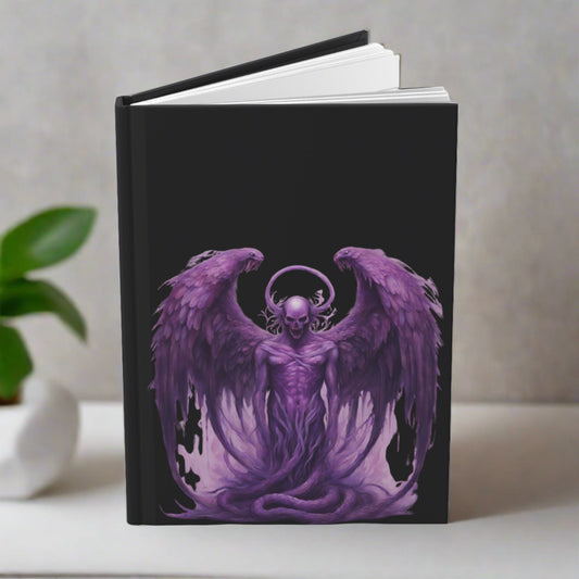 Purple Demon with Wings on Black Hardcover Journal Matte