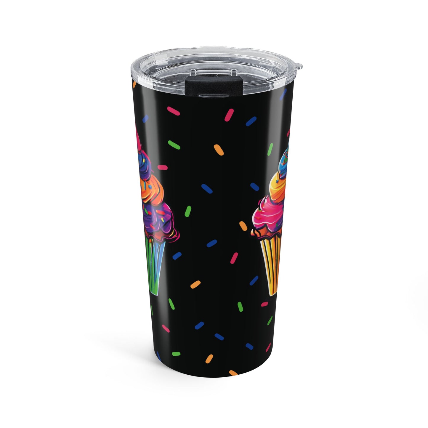 20oz Rainbow Cupcake Tumbler – Insulated Travel Cup with Sprinkles