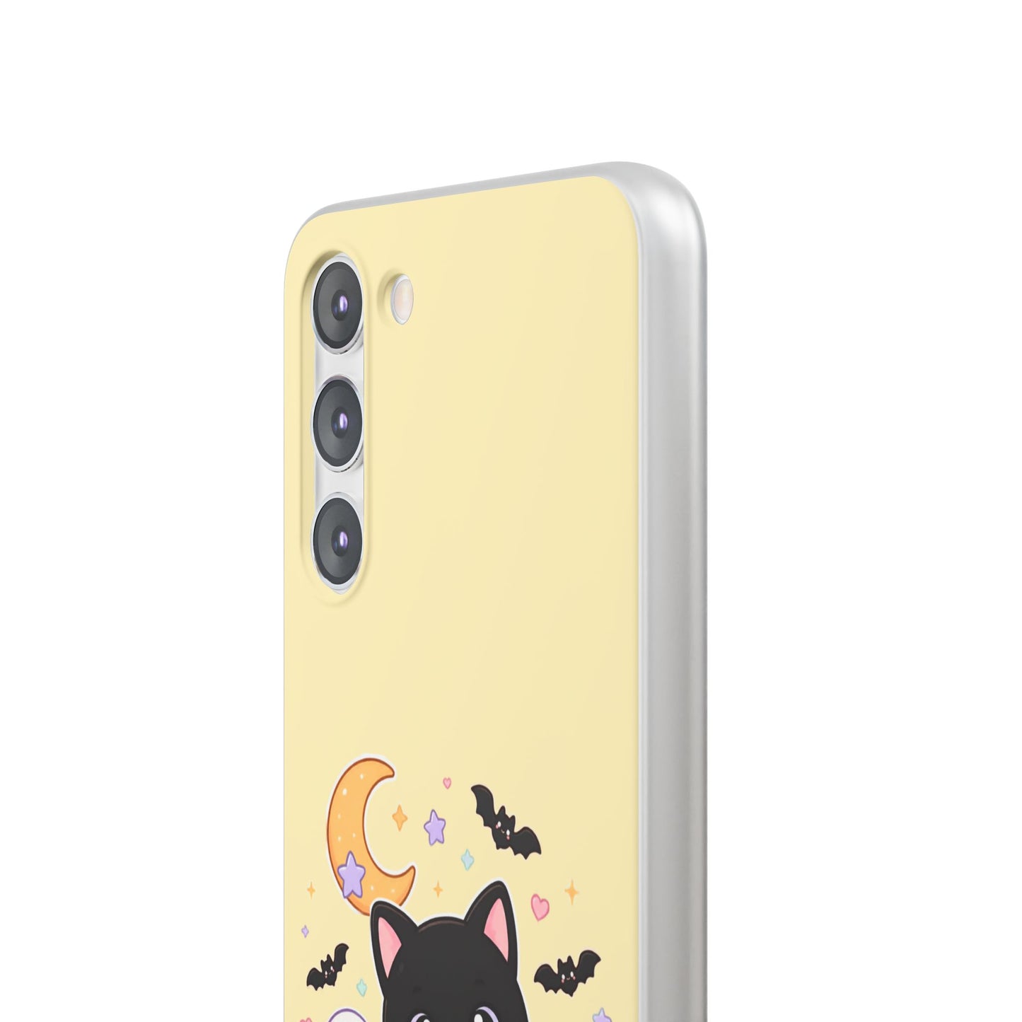 Cute Halloween Black Cat Phone Case — Kawaii Pumpkin & Ghosts Flexi Case