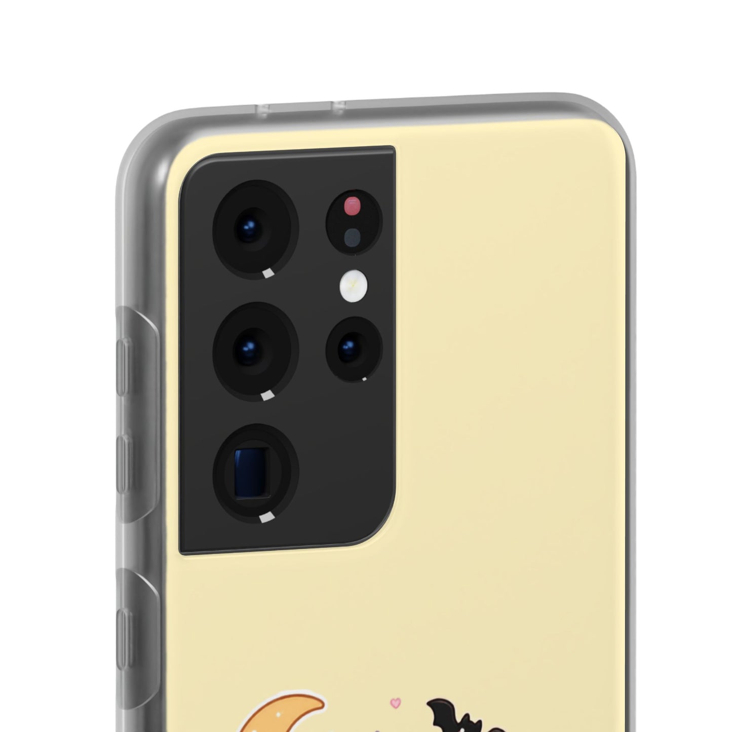 Cute Halloween Black Cat Phone Case — Kawaii Pumpkin & Ghosts Flexi Case