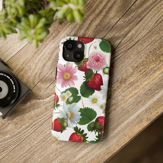 Floral Strawberries Design Tough Phone Cases