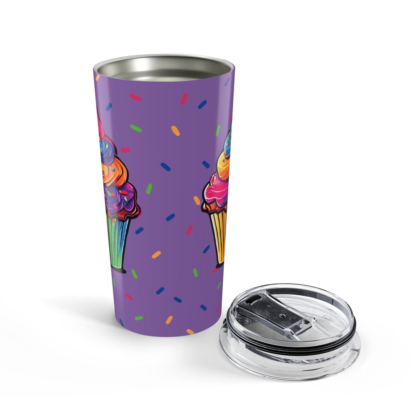 20oz Rainbow Cupcake Tumbler - Insulated Birthday Party Travel Mug